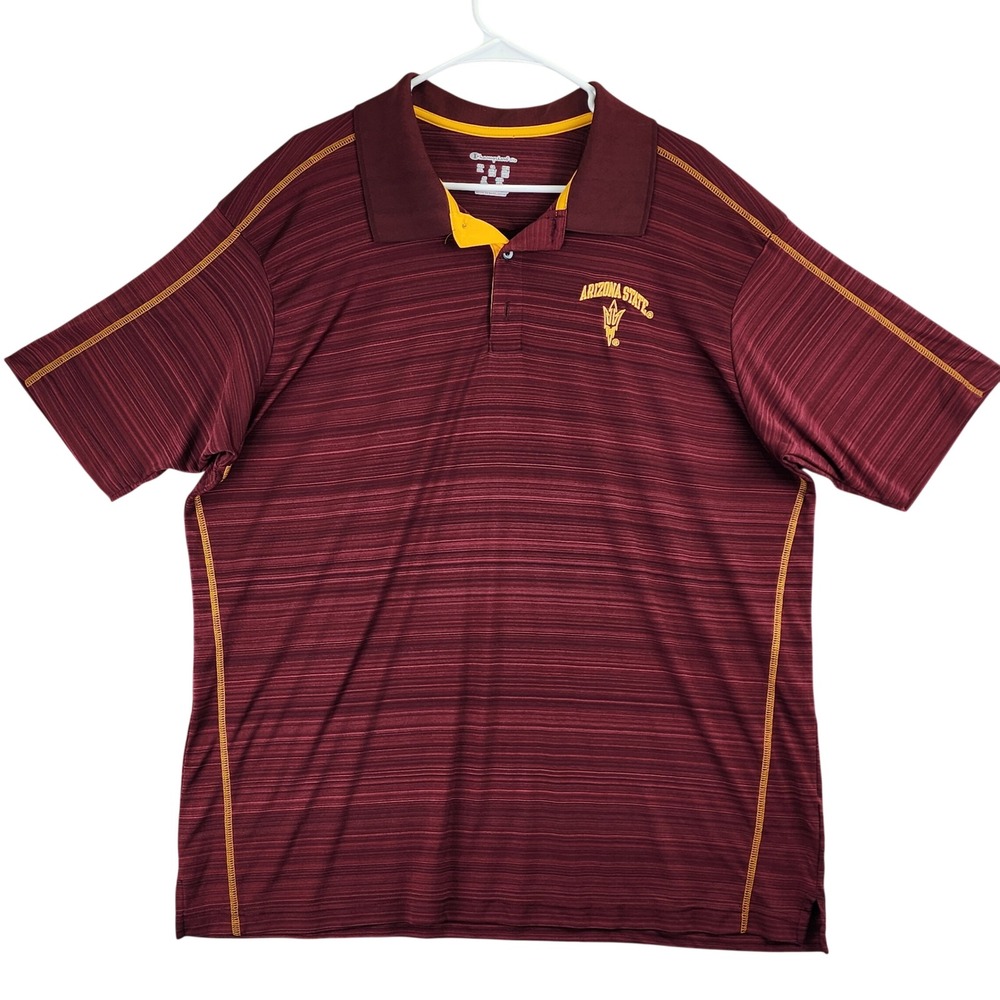 Arizona State Sun Devils Champion‎ Elite Polo Shirt Mens 2XL Maroon NCAA Sporty